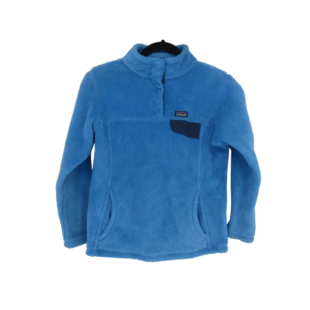 Patagonia Re-Tool Snap-T Pullover Girls‎ Size L 12 Blue Fleece Mock Neck Sweater